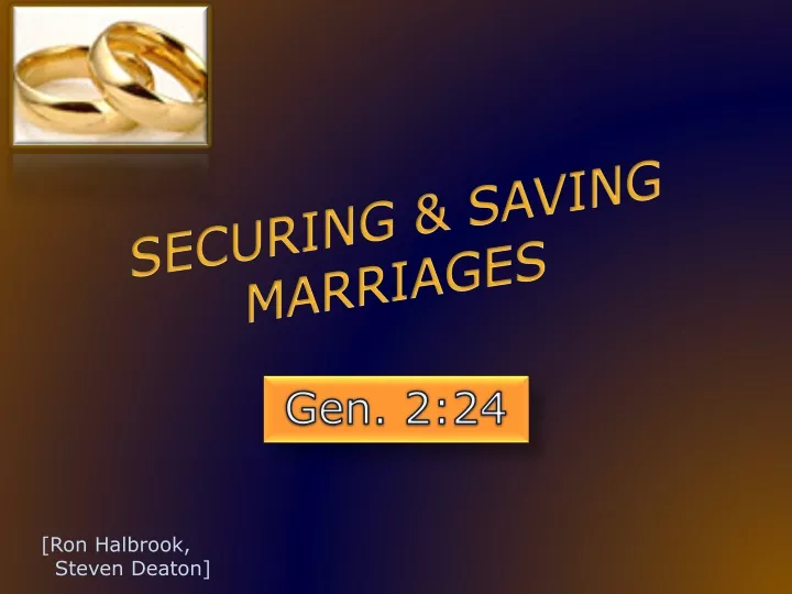 securing saving marriages