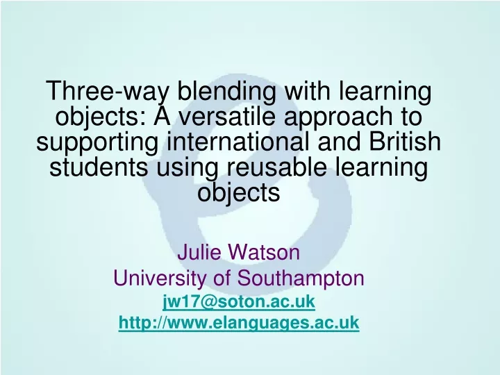 three way blending with learning objects