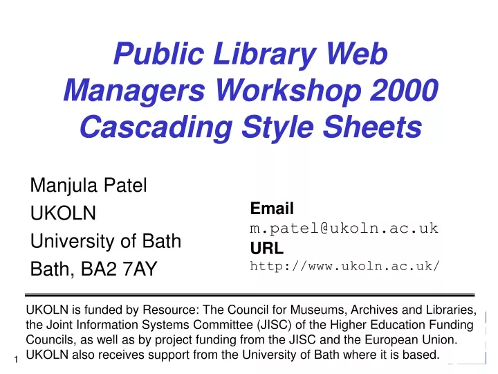 public library web managers workshop 2000 cascading style sheets
