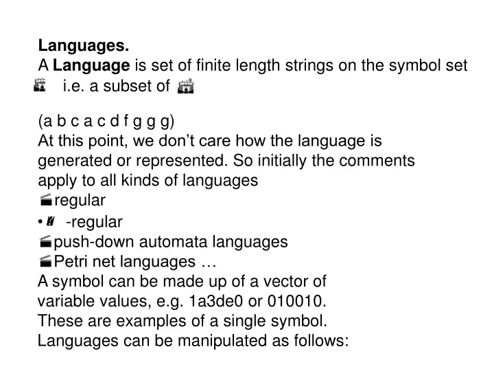 languages a language is set of finite length