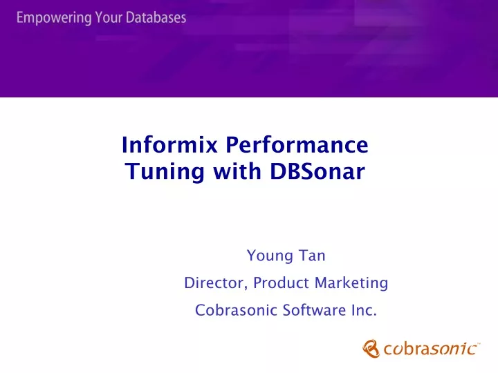 informix performance tuning with dbsonar