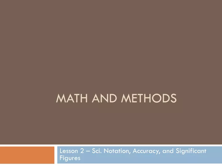 math and methods