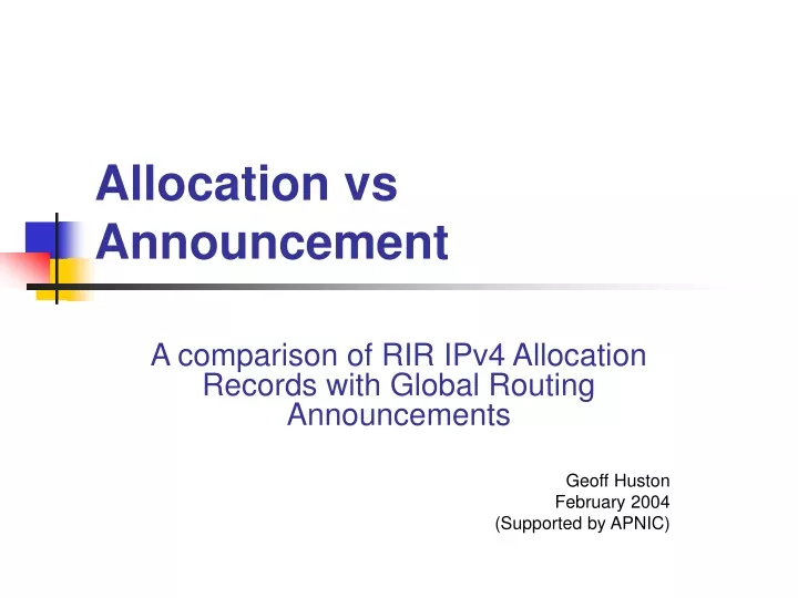 allocation vs announcement