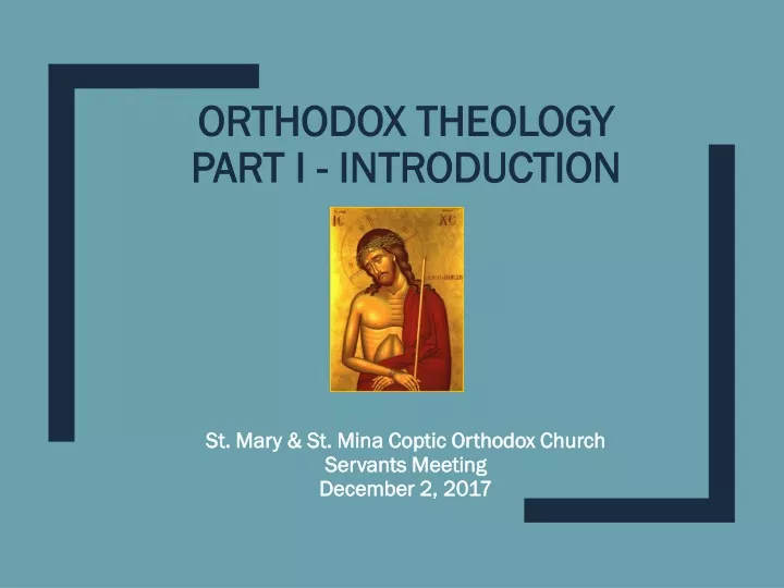 orthodox theology part i introduction