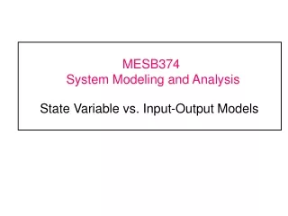 MESB374	 System Modeling and Analysis