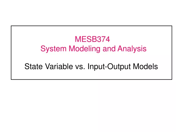 mesb374 system modeling and analysis