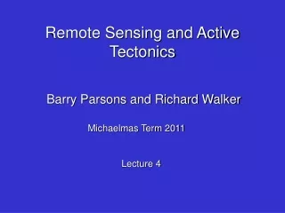 Remote Sensing and Active Tectonics