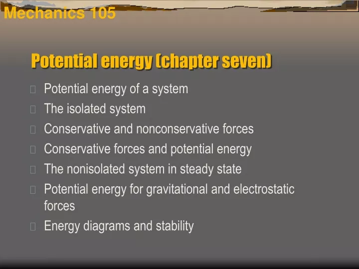 potential energy chapter seven