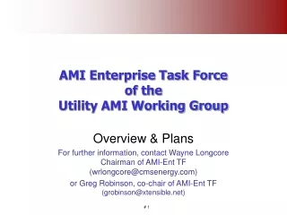 AMI Enterprise Task Force of the Utility AMI Working Group