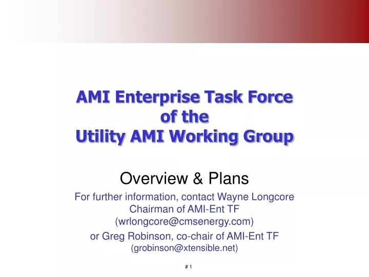 ami enterprise task force of the utility ami working group