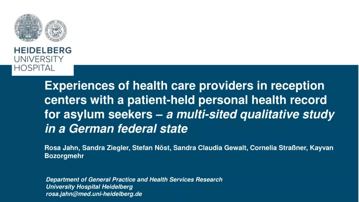 experiences of health care providers in reception
