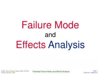 Failure Mode and Effects  Analysis