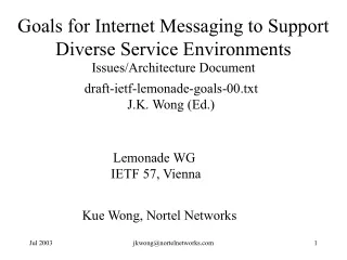 Goals for Internet Messaging to Support Diverse Service Environments Issues/Architecture Document