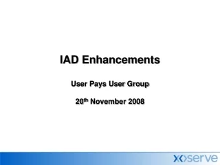 IAD Enhancements User Pays User Group 20 th  November 2008