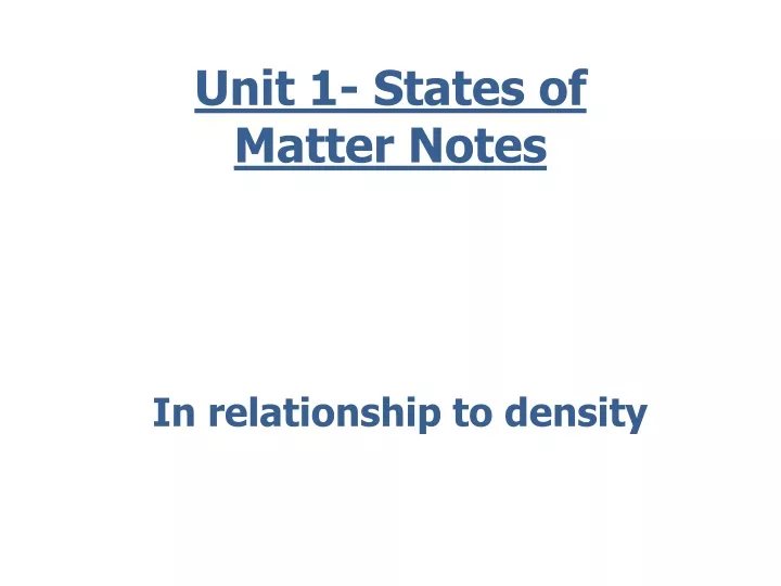 unit 1 states of matter notes