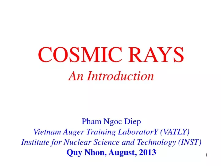 cosmic rays an introduction pham ngoc diep