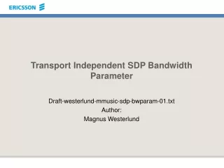 Transport Independent SDP Bandwidth Parameter