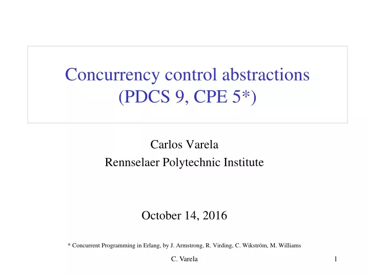 concurrency control abstractions pdcs 9 cpe 5