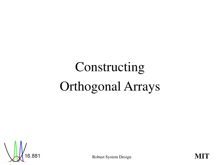 constructing orthogonal arrays