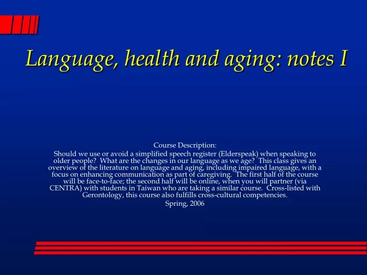 language health and aging notes i