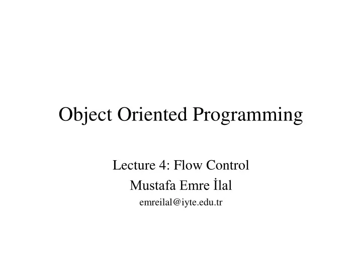 object oriented programming