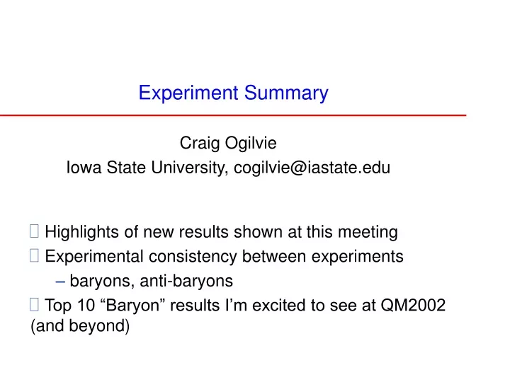 experiment summary