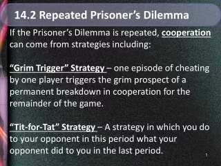 14.2 Repeated  Prisoner’s Dilemma