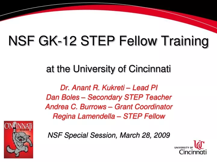 nsf gk 12 step fellow training at the university of cincinnati