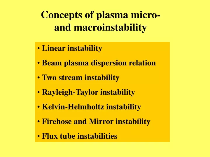 concepts of plasma micro and macroinstability