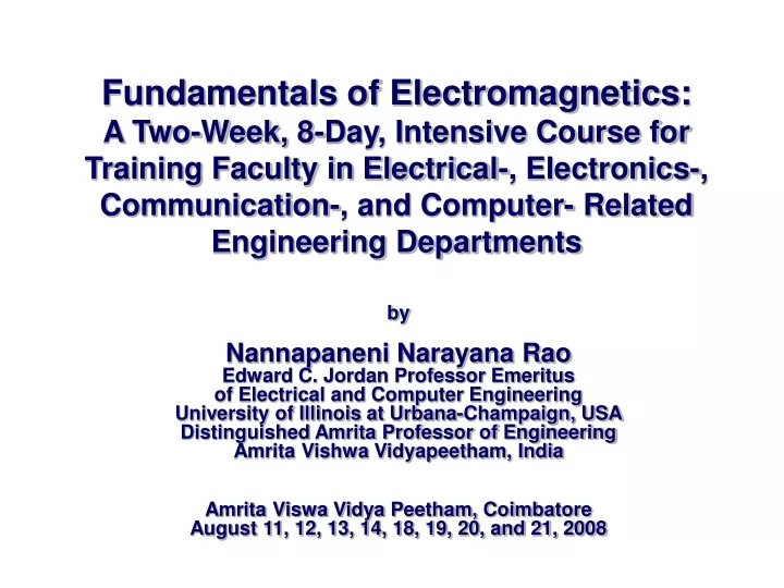 fundamentals of electromagnetics a two week