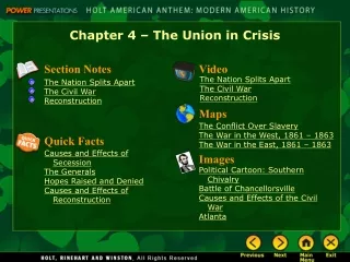 Chapter 4 – The Union in Crisis