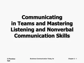 Communicating  in Teams and Mastering Listening and Nonverbal Communication Skills