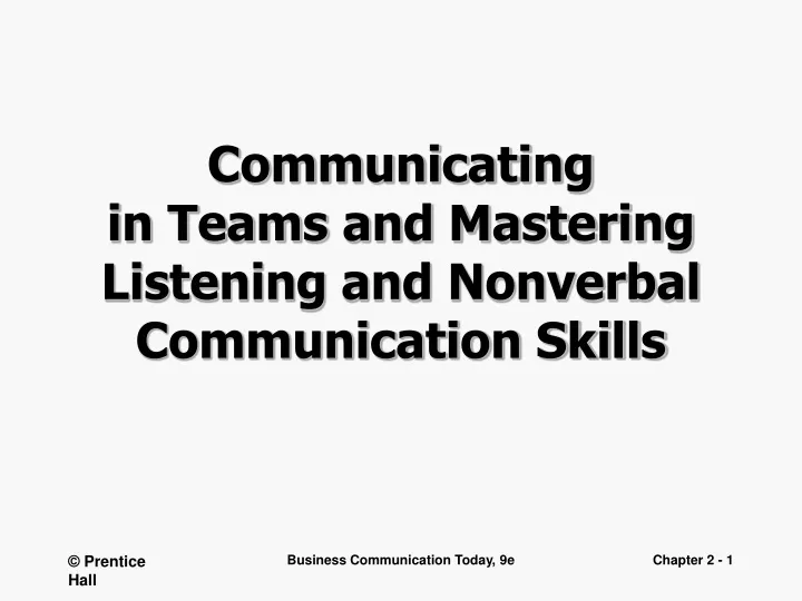communicating in teams and mastering listening and nonverbal communication skills