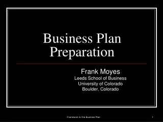 Business Plan Preparation
