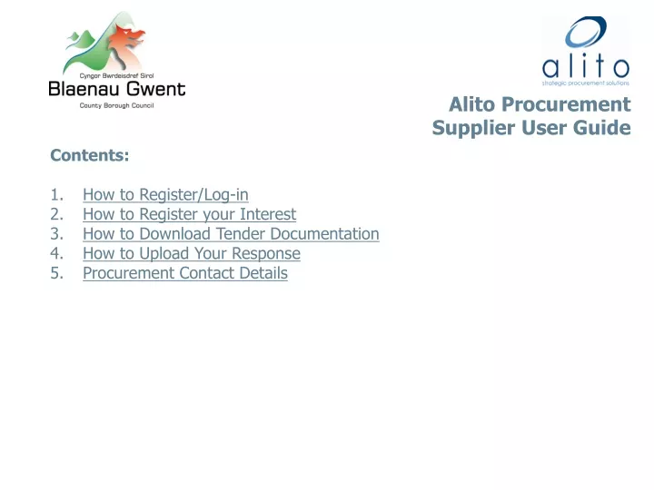 alito procurement supplier user guide