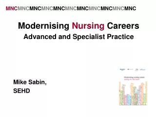Modernising  Nursing  Careers Advanced and Specialist Practice Mike Sabin, SEHD