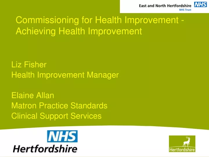 commissioning for health improvement achieving health improvement