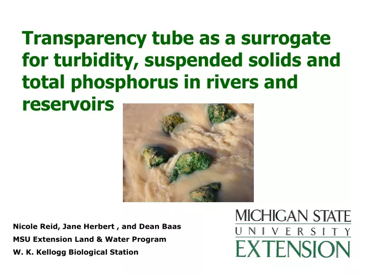 transparency tube as a surrogate for turbidity