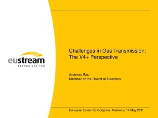 Challenges in Gas Transmission: The V4+ Perspective Andreas Rau Member of the Board of Directors