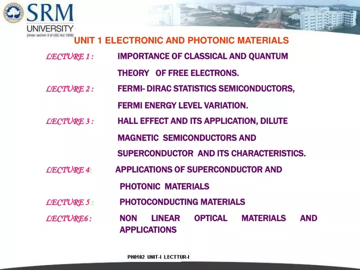 unit 1 electronic and photonic materials lecture