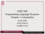 CSCE 330 Programming Language Structures Chapter 1: Introduction - slide 1