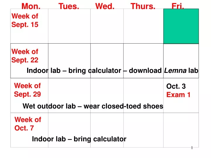 mon tues wed thurs fri