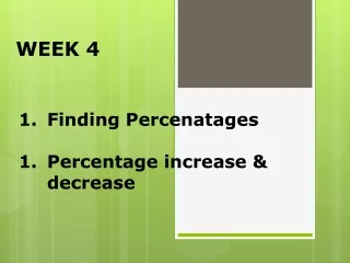 Finding  Percenatages Percentage increase &amp; decrease