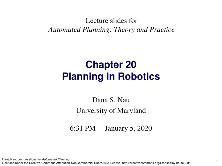 chapter 20 planning in robotics