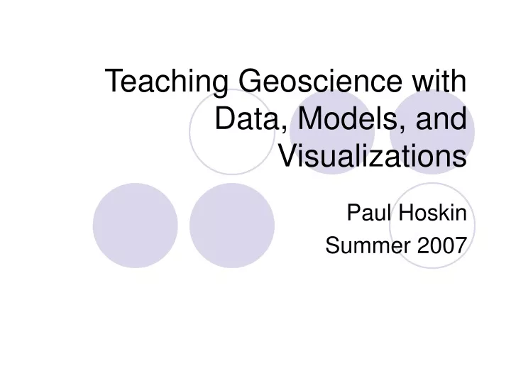 teaching geoscience with data models and visualizations