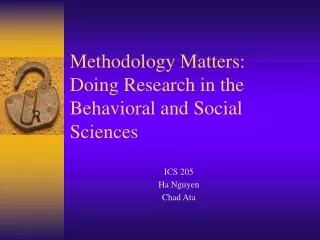 Methodology Matters: Doing Research in the Behavioral and Social Sciences