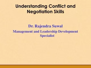 Understanding Conflict and Negotiation Skills