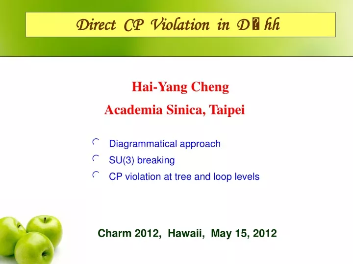 direct cp violation in d hh