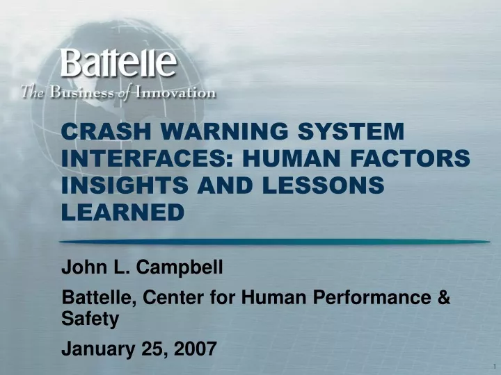 crash warning system interfaces human factors insights and lessons learned