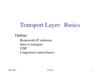 Transport Layer:  Basics